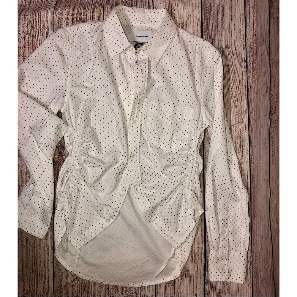 South Cannon' Ruched Polka Dot Button-Down